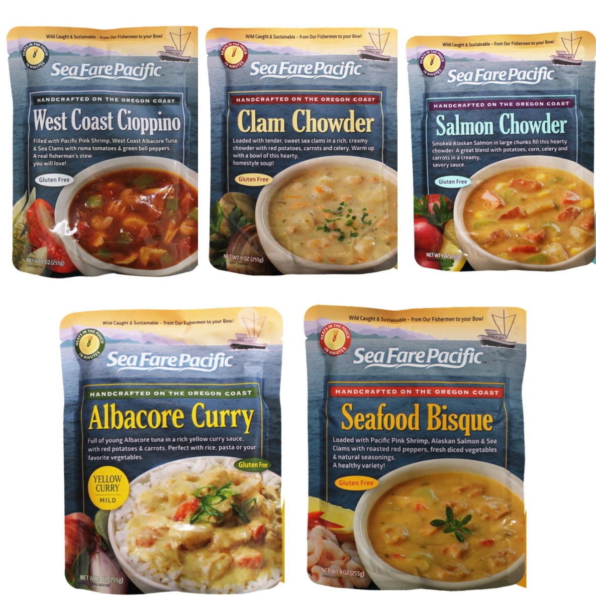 Explore Gourmet Seafood Soups with Our 5-Pack Sampler